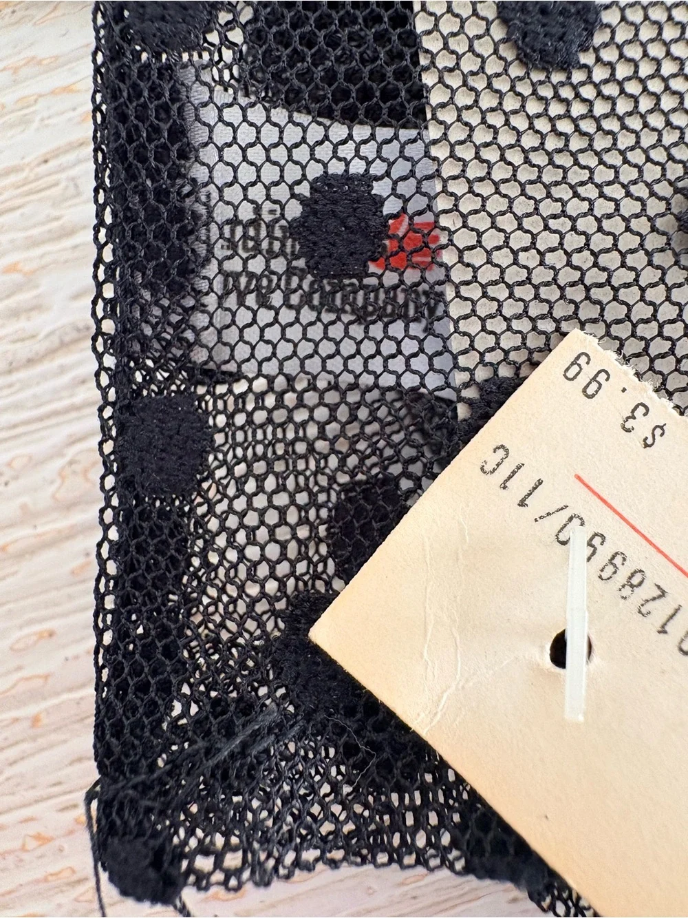 VTG NWT Cardinal Glove Co. Black Nylon Mesh Polka Dot Gloves